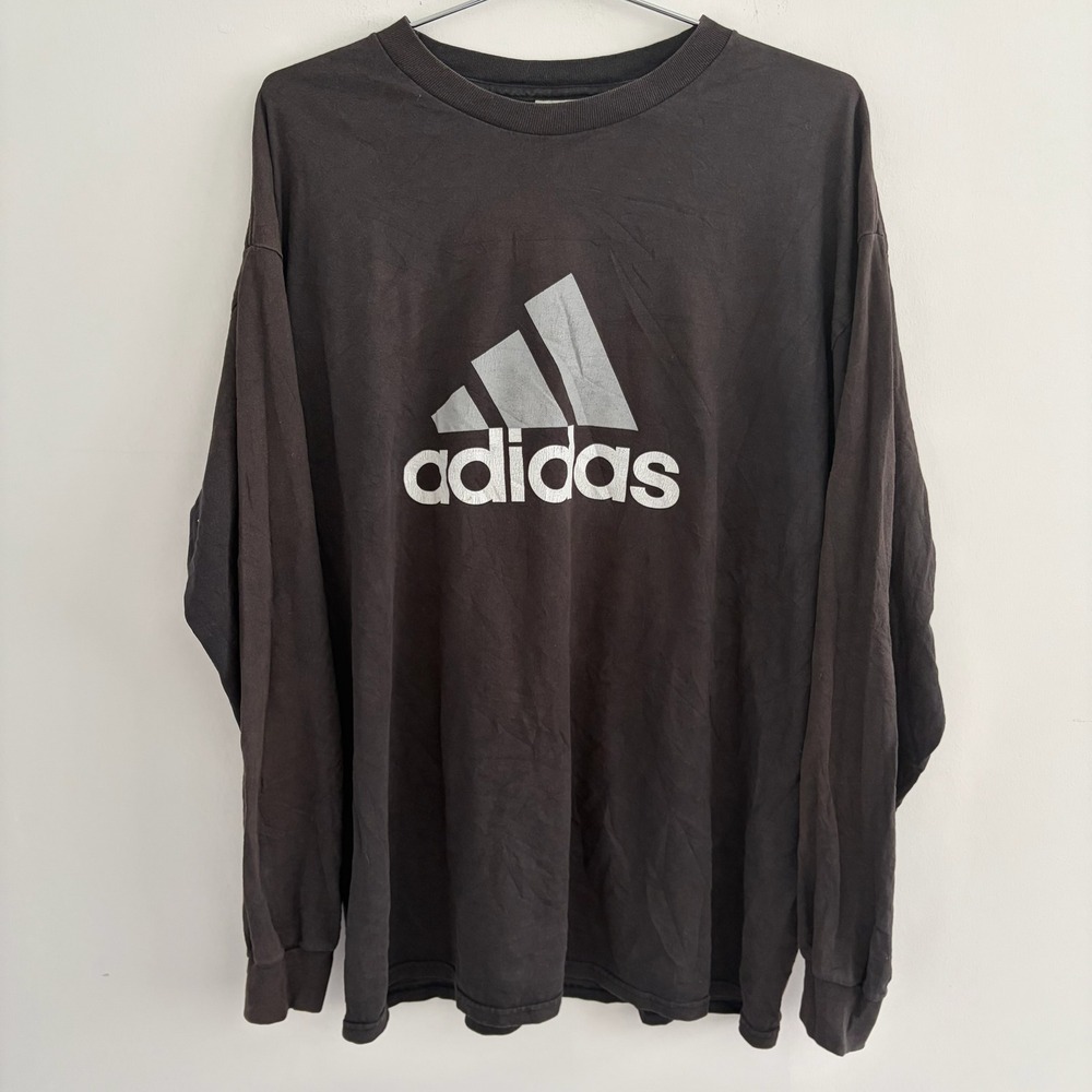 Adidas Long Sleeve Graphic Logo T-Shirt Black Mens Large